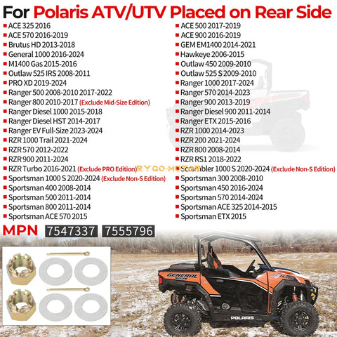 Polaris Ranger 570 900 1000 HST EV Axle Nut & Washers (2013–2024)