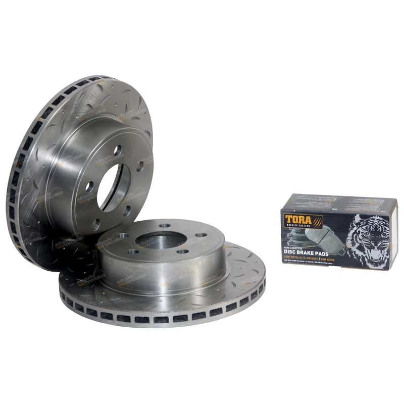 Falcon AU Front Disc Pads & Rotors Drilled Slotted (1998-2000)