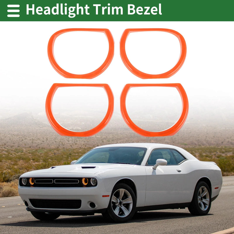 Dodge Challenger (2015-2024) Orange 4 x Car Headlight Trim Bezels