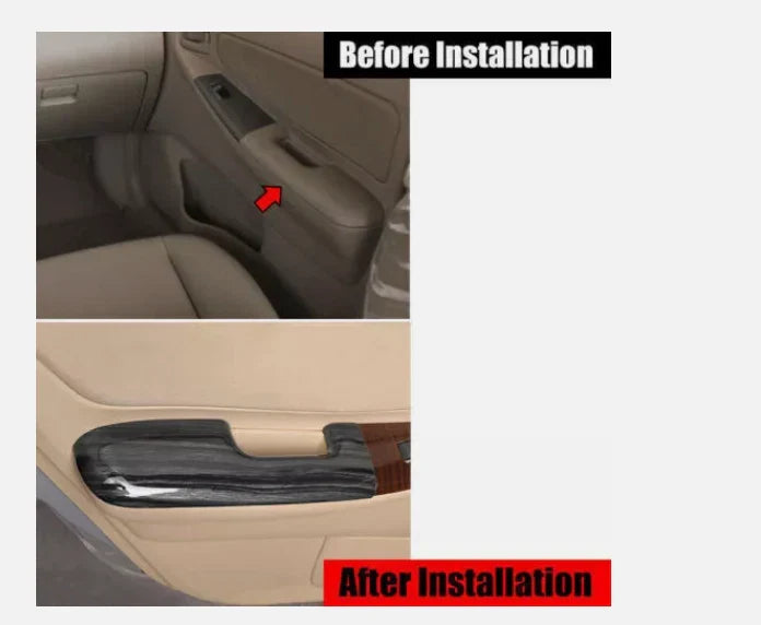 Toyota Corolla 4X / Black Wood Door Armrest Cover Trim Cap (2003–2008)