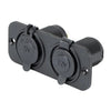 Power Socket Dual USB-A & Cig Lighter Ports Flush Mount Black Relaxn 12/24V