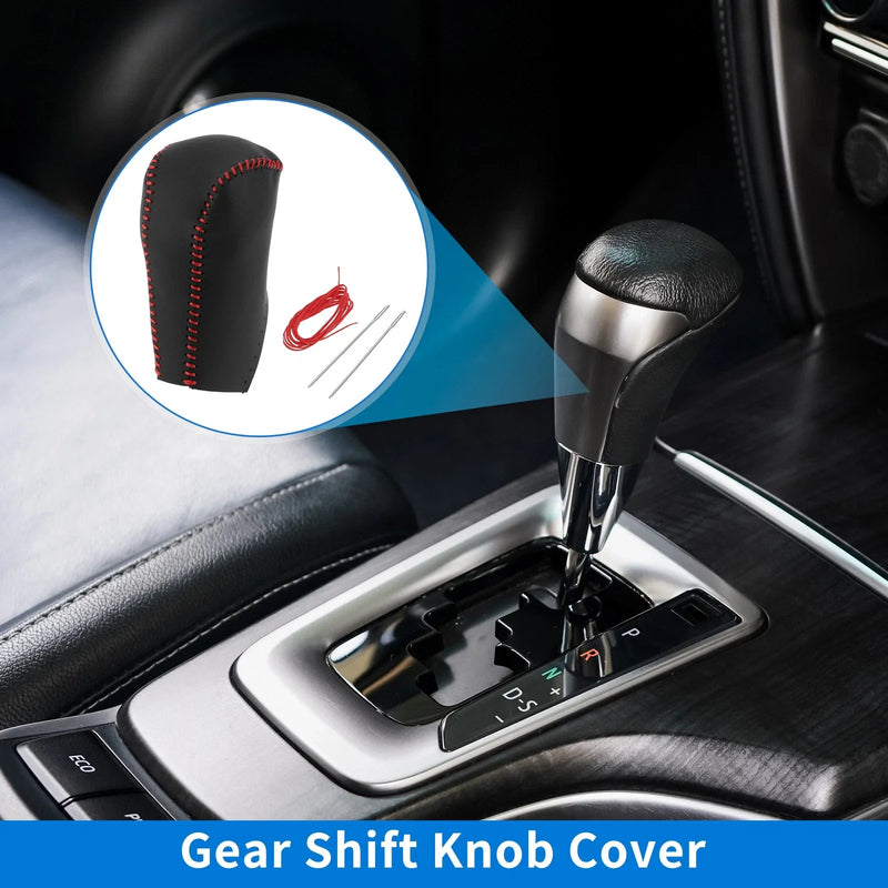 Toyota RAV4 1 Pc Gear Shift Knob Cover Black Red Faux Leather (2013–2016)