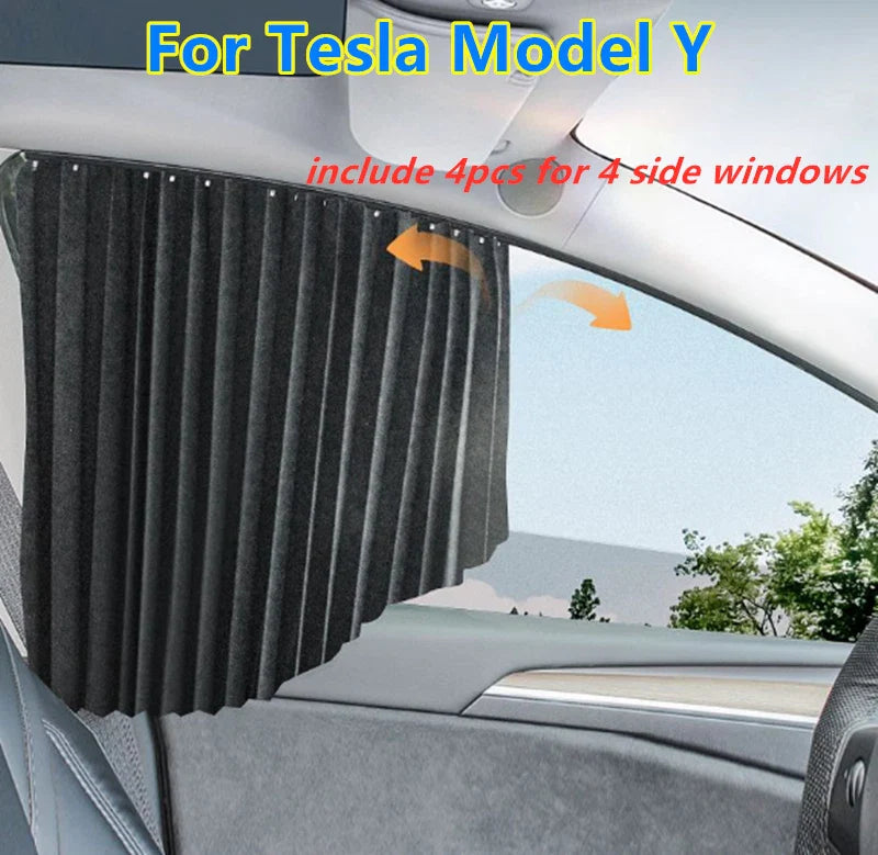 Tesla Model Y 4 x Side Window Sleep Privacy Sunshade Curtain (2020–2024)