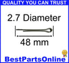 Cotter Pin / 2.7 Diameter x 48mm Long / Stainless Steel