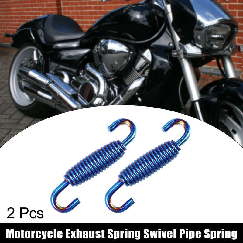 Motorcycle Exhaust Pipe Spring / 2pcs / Stainless Steel Blue 55mm