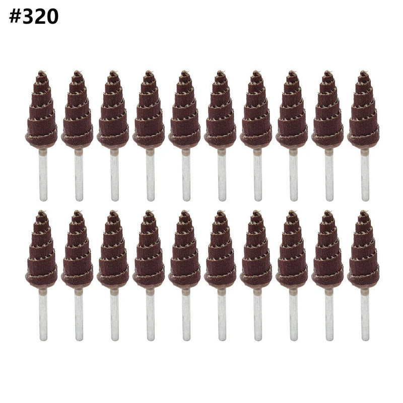 Rotary Tool 10 x 3mm Cone Sandpaper Flap Wheel (240-400 Grit)