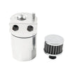 Universal 300ml Silver Baffled Engine Oil Catch Can Tank w/ Breather Filter