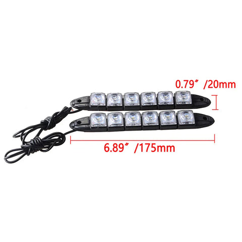 Car Fog Lamps 2 x White DC 12V 6-LED Daytime Running Lights (2010-2023)
