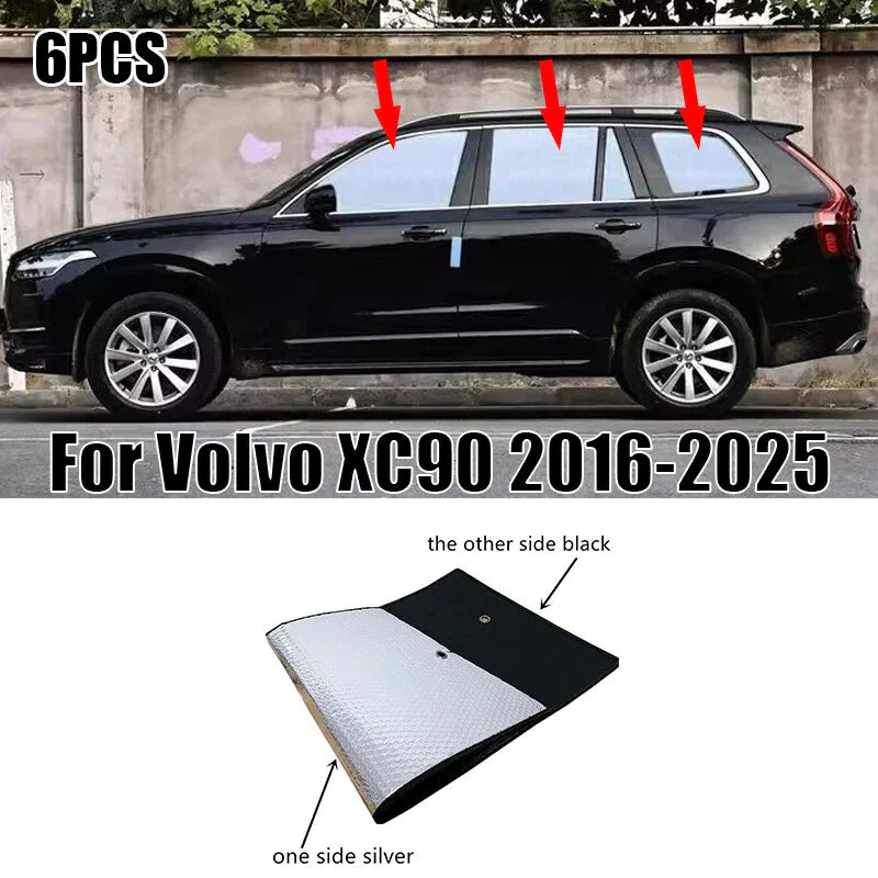 Volvo XC90 Sunshade / 6PCS / Side Window Privacy Black Silver (2016–2025)