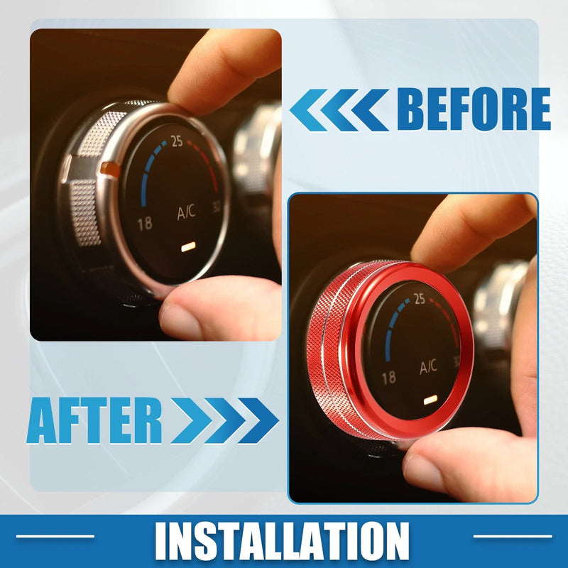 Jeep Wrangler JL JLU 2018-2022 Red 3 x Set Car Air Conditioner Knobs