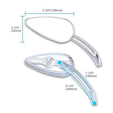 Harley-Davidson Fatboy Chrome Skull Head Rearview Mirrors (1990-2023)