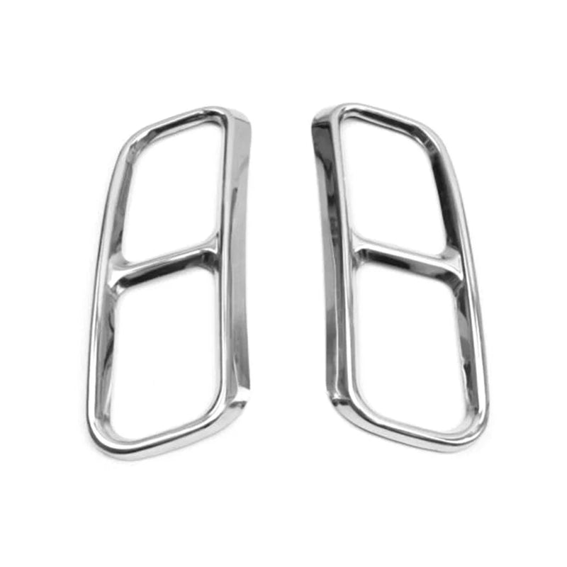 Audi Q7 Silver Rear Exhaust Muffler Tail Pipe Covers (2016-2019)