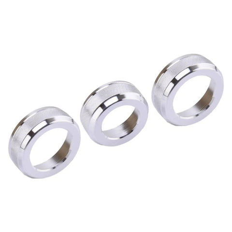 Ford Ranger 3 x Silver AC Radio Switch Knob Trim Rings (2023-2025)