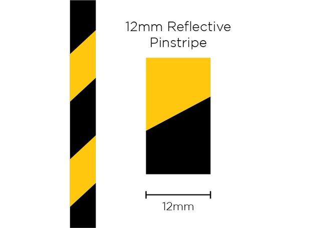 Saas Pinstripe Reflective Black/Yellow 12mm x 1m 11489