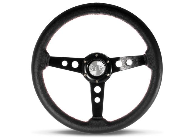 Saas Steering Wheel Retro Leather Black Spoke 350mm