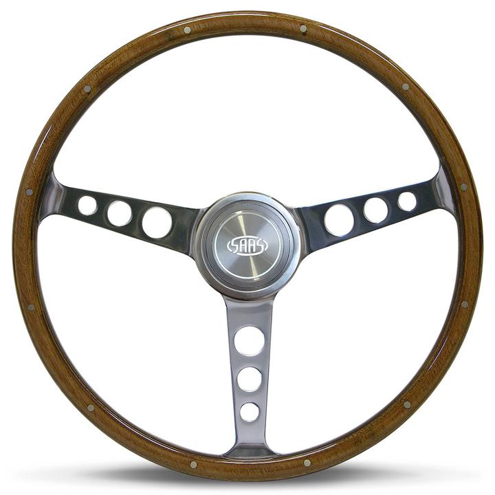 Saas Steering Wheel Classic Wood Polished Alloy 380mm