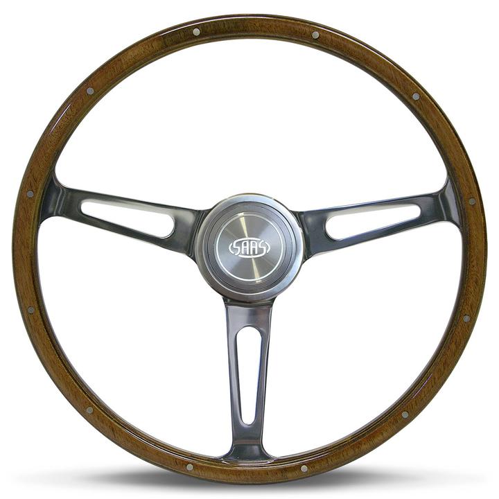 Saas Steering Wheel Classic Wood Polished Alloy 380mm