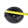 Black rubber speaker cone with circular ridges and four mounting holes used as shift boot cover for toyota hilux 79-83