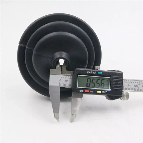 Black rubber plunger measured with digital caliper for shift knob boot on nissan datsun 720 king cab 1979-1986