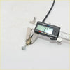 A metallic short accelerator cable for nissan datsun 620 ute 72-79 with a brass threaded head measured by digital caliper