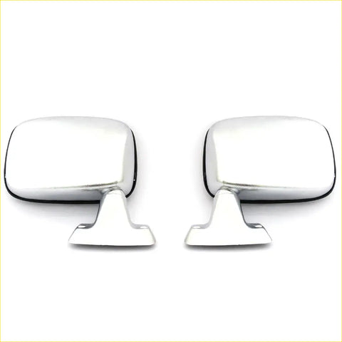 Pair of chrome finished rectangular side door mirrors with black trim for toyota hilux 1978-1984
