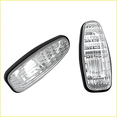 Clear oval led side guard indicator flasher repeaters with black plastic housing and textured lens for ford falcon au