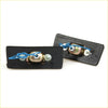 Black rectangular side marker turn signal light fixtures with brass parts and blue wiring for toyota hilux back side