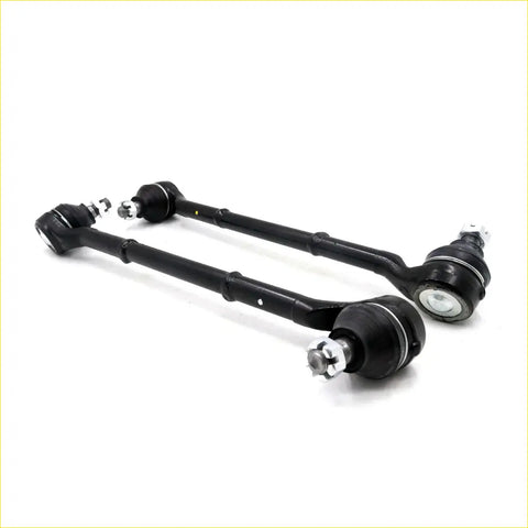 Black metal side rod assembly for nissan datsun 620 1972-1979 with spherical joints and threaded ends back side view