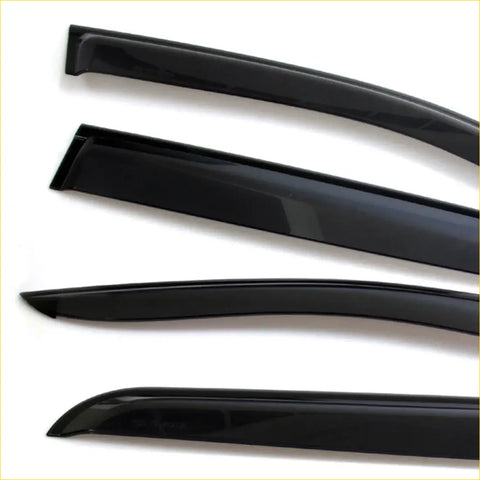 Black glossy plastic side visor wind deflectors with sleek curved design for toyota hilux 4-dr ute 2004-2015
