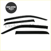 Set of four black plastic side window deflectors for vw amarok double cabin 2009 to 2021 shown from back side