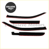 Set of four black and red sleek curved side window deflectors for vw amarok double cabin 2009 to 2021