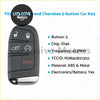 Smart remote key for jeep grand cherokee 2014-2019 in black and silver with five buttons including lock unlock trunk release and panic alarm
