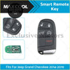 Black plastic smart remote key with silver trim and red panic button for jeep grand cherokee 2014-2019