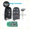 Black plastic smart remote key fob with four buttons and silver metal key blade for jeep grand cherokee 2014-2019