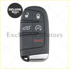 Black plastic smart remote key fob with silver accent and four buttons for jeep grand cherokee 2014-2019