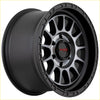 Black and silver two-tone sniper ballistic grey tint alloy wheel with rugged multi-spoke design and black lip