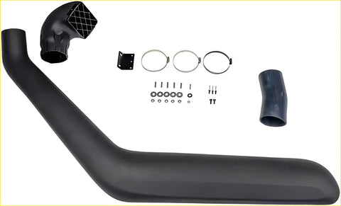 Black rubber snorkel air intake tube with curved design and meshed end cap for toyota land cruiser 80 series 1992-1998