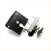Black rectangular door lock mechanism with white keyhole cover and metal springs for toyota hilux spare wheel carrier