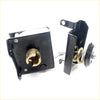 Black metal door lock mechanism with brass keyway and spring used in spare wheel tire carrier for toyota hilux ute 1997-2005