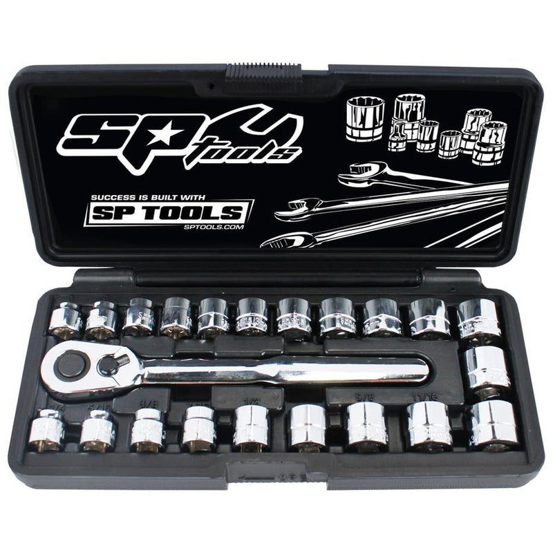 SP Tools Socket Set 3/8Dr 12Pt Low Profile 22Pc Metric/Sae