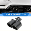 Black square curved slant cut dual exhaust tip with glossy finish and threaded hardware for toyota raize shown from back