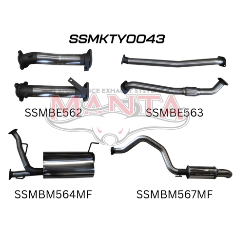 Manta VDJ200 2.5in NO Cat Muffler Centre & Rear, Dump Tip