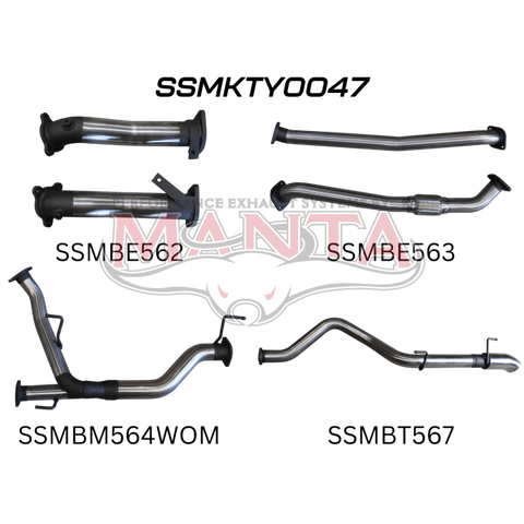 Manta VDJ200 2.5in NO Cat NO Mufflers, Dump Tip Exhaust