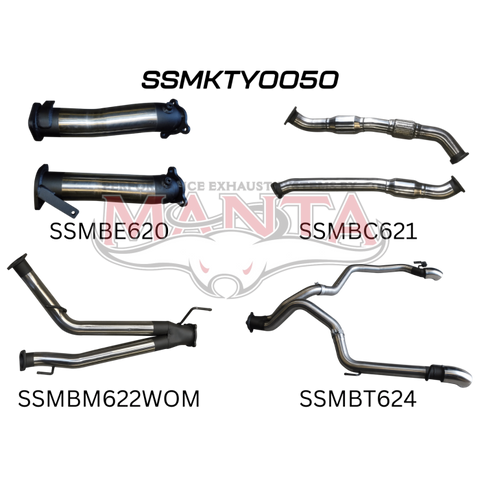 Manta VDJ200 3in Dual With Cat, NO Muffler, Exit L & R