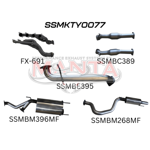 Manta Toyota Landcruiser UZJ100 4.7L V8 Extractors, Cats