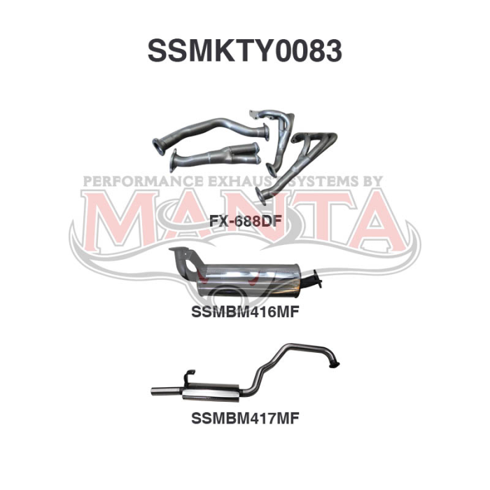 Manta FZJ105 4.5L Extractors & 2.5in Muffler/Muffler