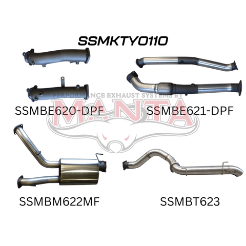 Manta VDJ200 DPF 3in Dual NO Cat, Muffler, 4in Tailpipe