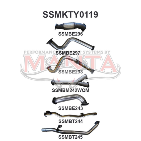 Manta VDJ79 Single Cab Twin 3in WOM No Cat Exhaust System