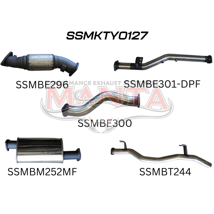 Manta VDJ79 V8 Ute 3in NO Cat, With Muffler DPF Exhaust