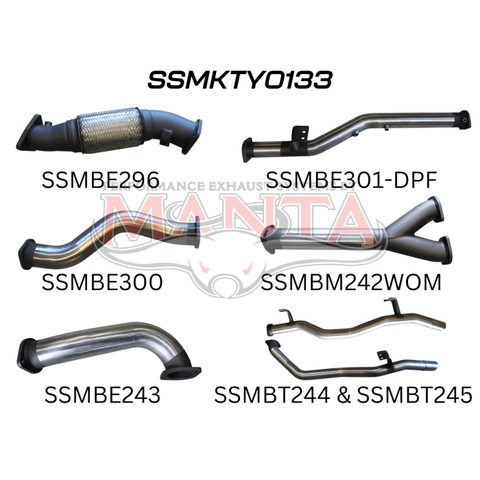 Manta VDJ79 V8 Ute Dual 3in NO Cat, WOM DPF Exhaust